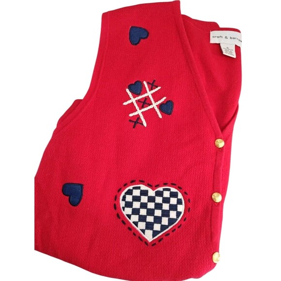 Valentine's Red Embroidered Novelty Sweater Vest Size XL 100% Cotton Teacher - Picture 3 of 4